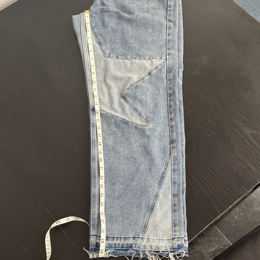 ROMWE Men Cotton Star Pattern Straight Leg Baggy Jeans - Picture 5 of 5
